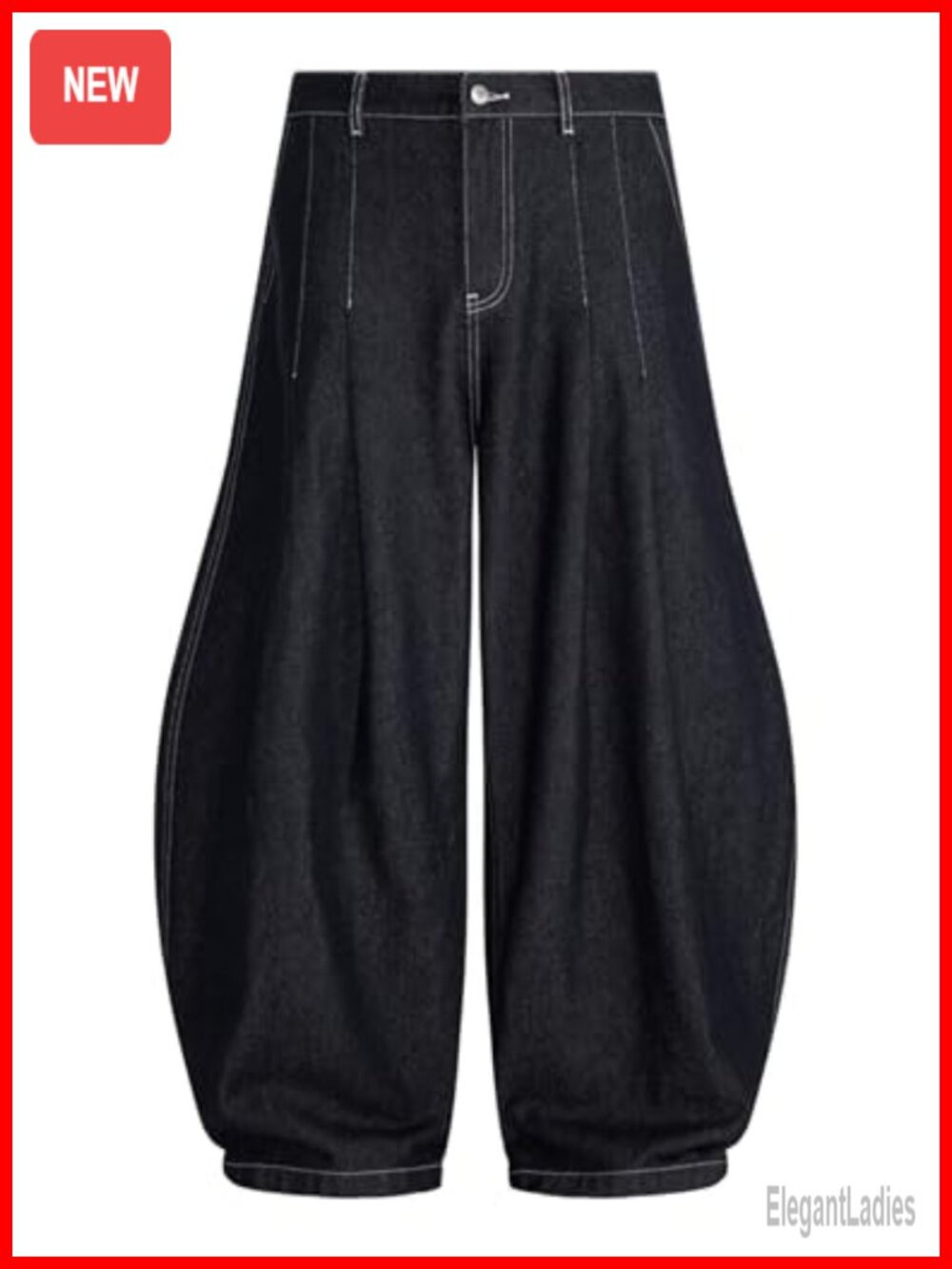 Pleated Barrel Wide Leg Jeans